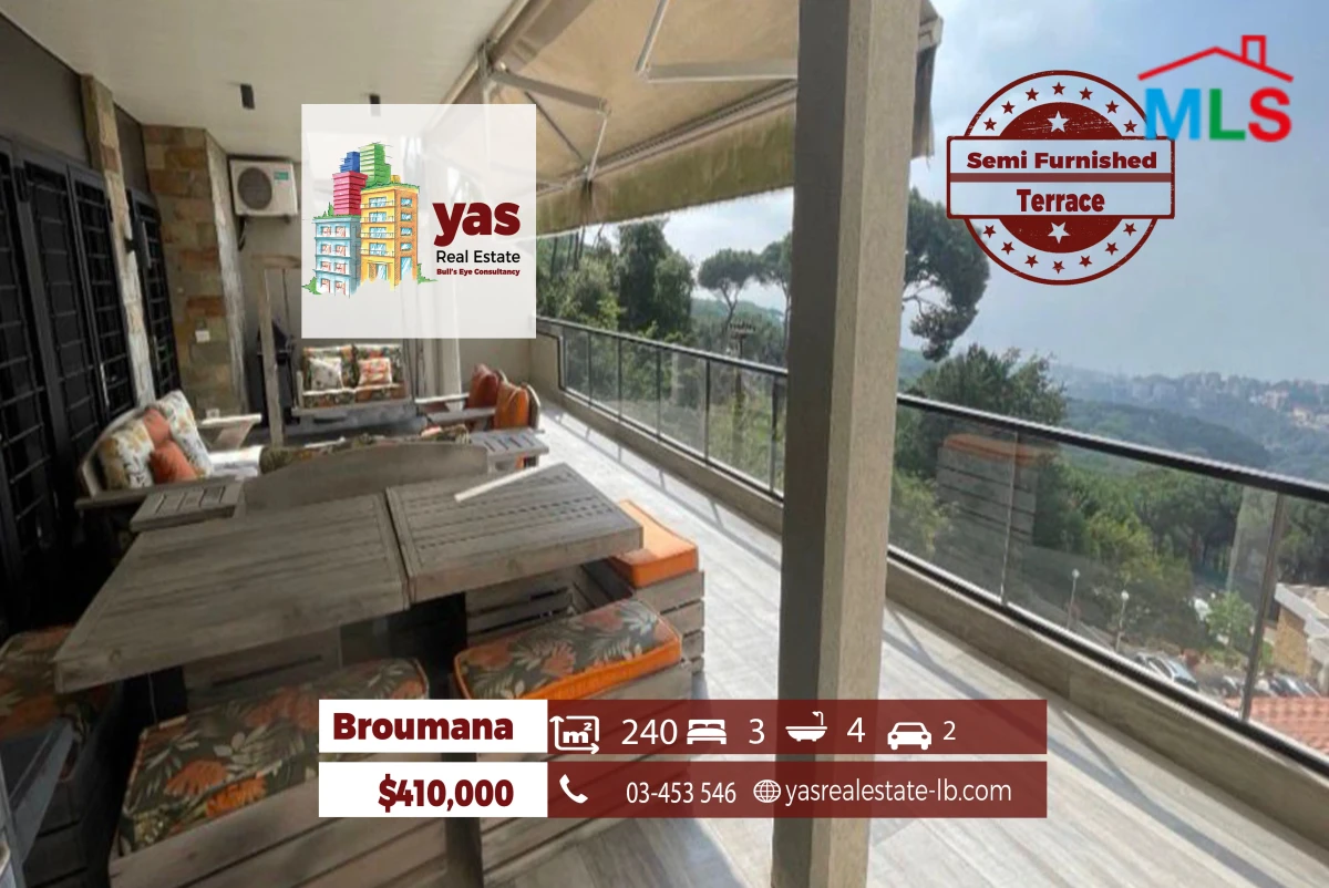 Broumana 240m2 | Terrace | Semi Furnished | Sea View | Calm Area | TCH