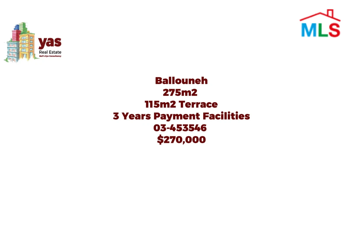 Ballouneh 275m2 | 115m2 Terrace | Duplex | View | Pyt Facilities | GA