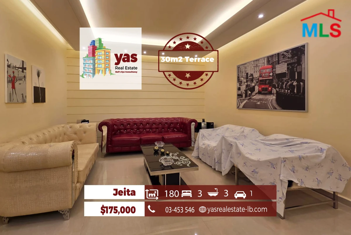 Jeita 180m2 | 30m2 Terrace | Prime Location | Open View | Quiet | TO