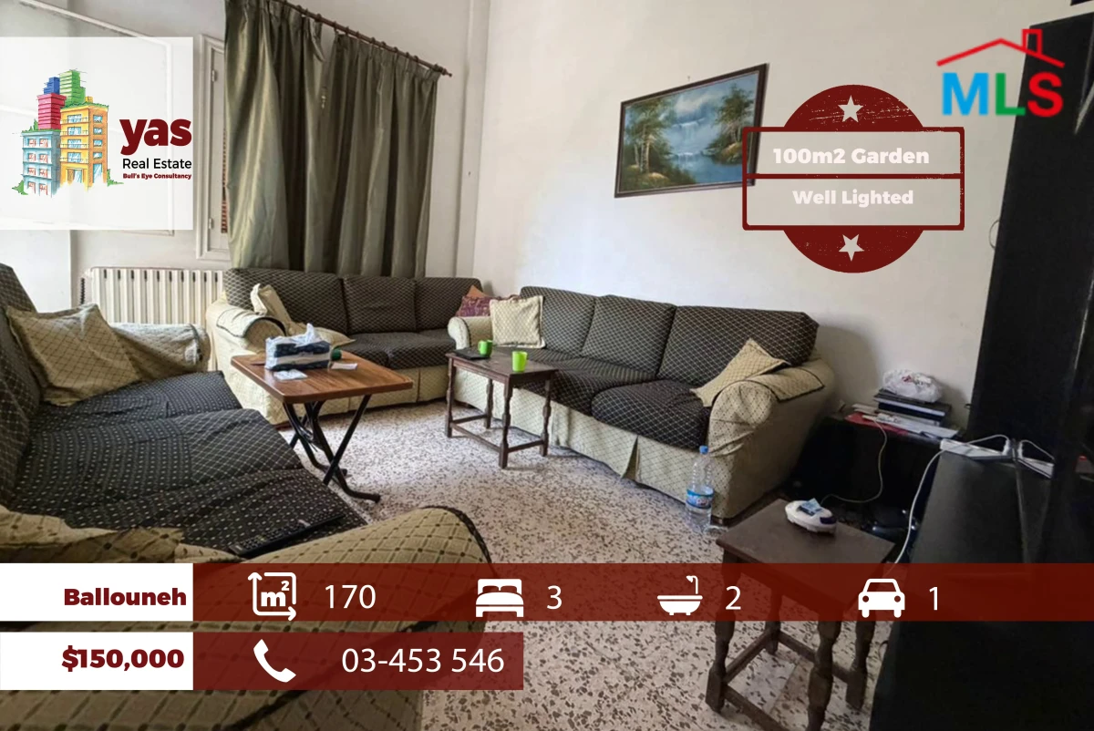 Ballouneh 170m2 | 100m2 Garden | Prime Location | Catch | EL