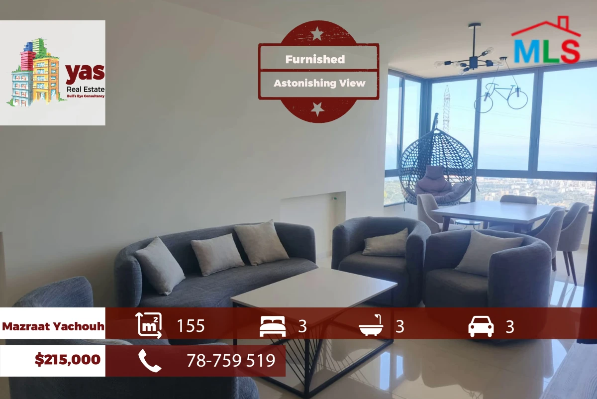 Mazraat Yachouh 155m2 | Astonishing View | New Flat | Quiet Street |PM