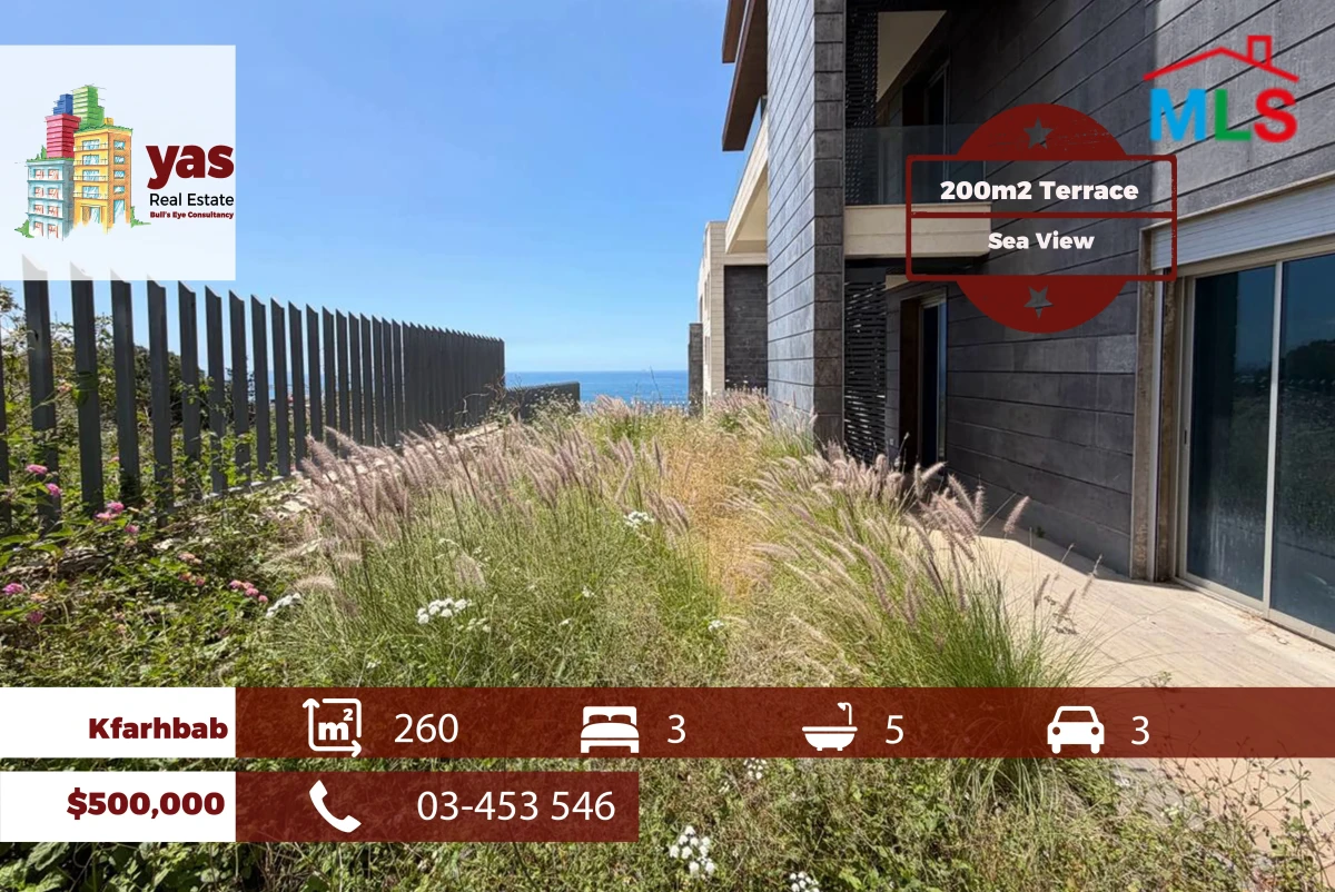 Kfarhbab 260m2 | 200m2 Terrace | Brand New | Sea View | EH