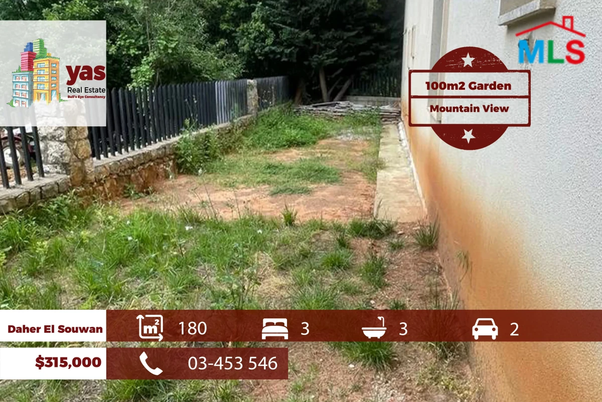 Daher El Souwan 180m2 | 100m2 garden | Mountain View | Luxury | TCH