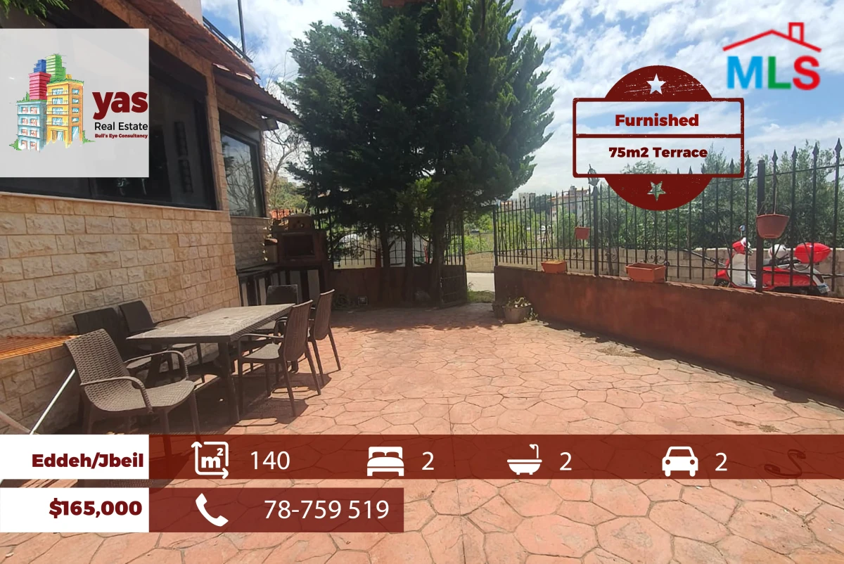 Eddeh/Jbeil 140m2 | 75m2 Terrace | Furnished | Calm Area | ABA
