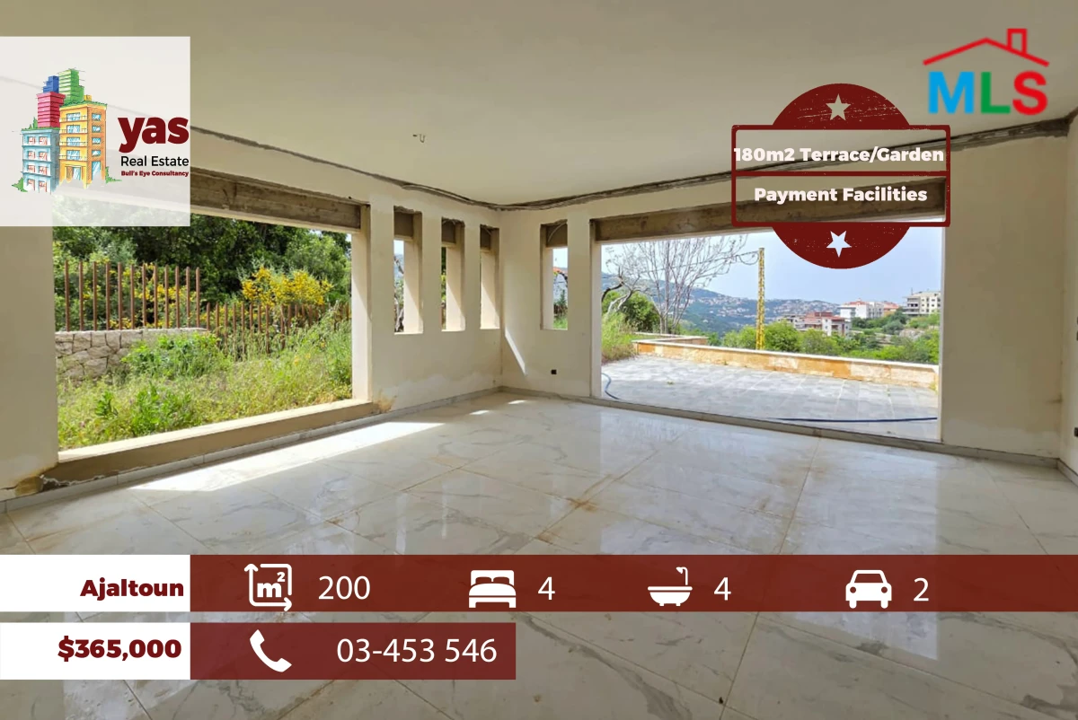 Ajaltoun 200m2 | 180m2 Terrace/Garden | Payment Facilities | Calm | TO