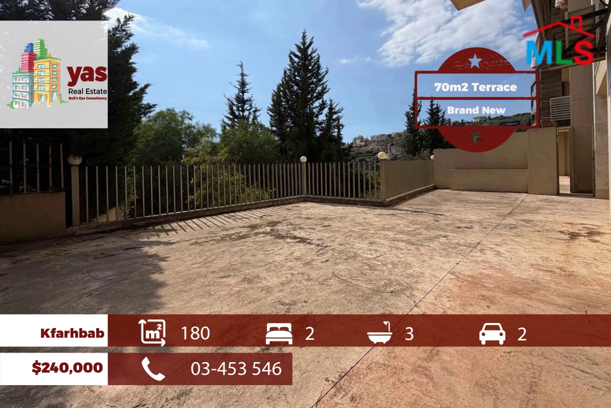 Kfarhbab 180m2 | 70m2 Terrace | Brand New | Prime Location | EH/IV