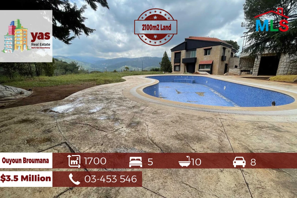 Ouyoun Broumana 1700m2 | 2100m2 Land | Designer's Signature Villa |TCH