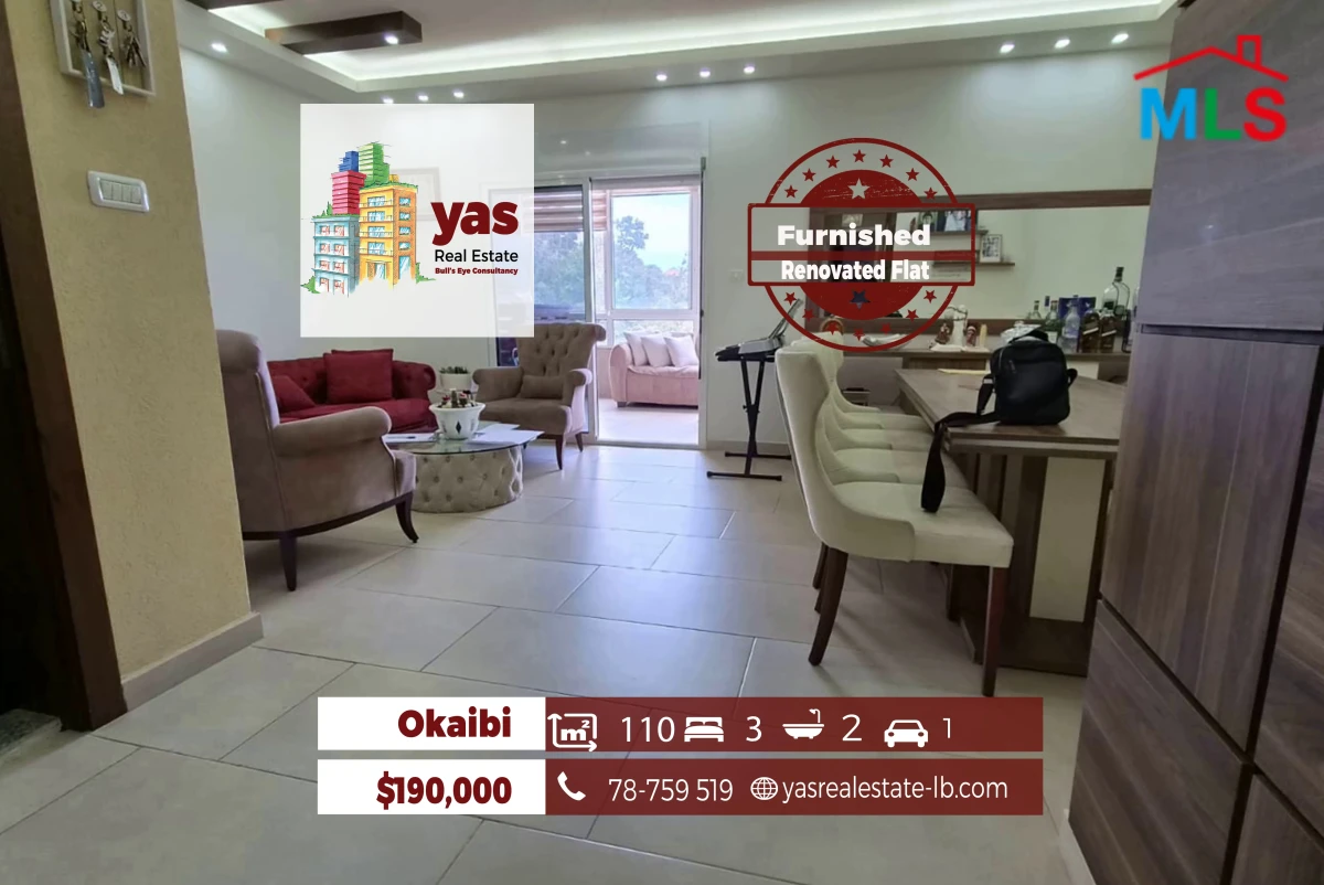 Okaibeh 110m2 | Furnished | Renovated Flat | Prime Location | MCH
