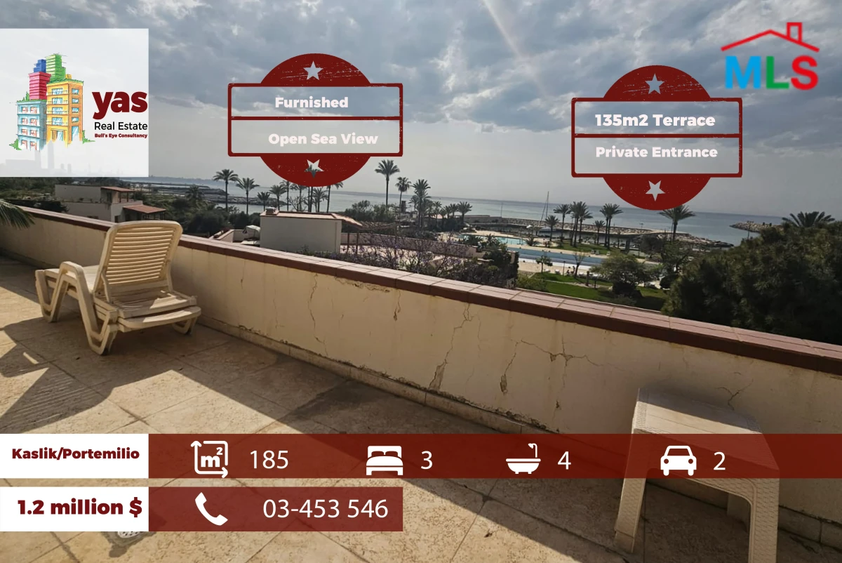 Kaslik/Portemilio 185m2 | 135m2 Terrace | Furnished | OH