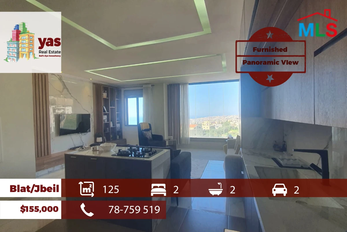 Blat/Jbeil 125m2 | Furnished | Panoramic View | Calm Street | ABA