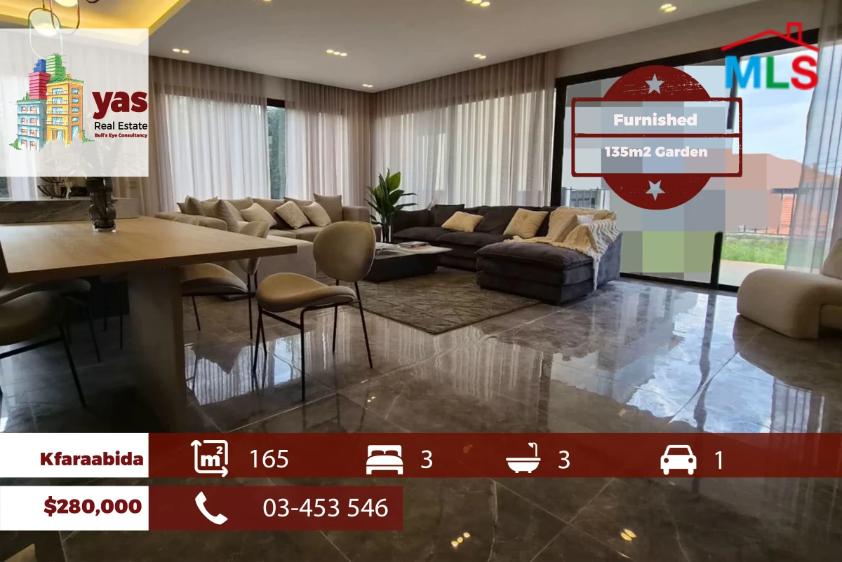 Kfaraabida 165m2 | 135m2 Garden | Furnished | Open View | Luxury | MCH