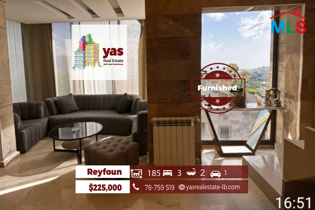 Reyfoun 185m2 | Furnished | Calm Area | Private Street | View | DA