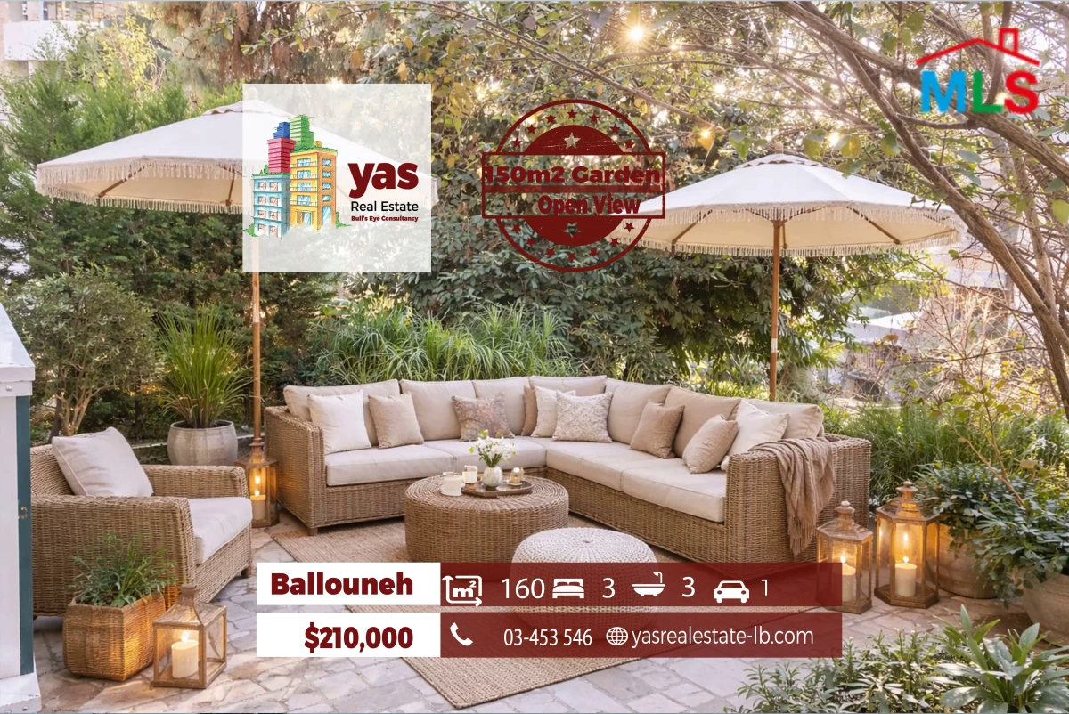 Ballouneh 160m2 | 150m2 Garden | Open View | Prime Location | TO