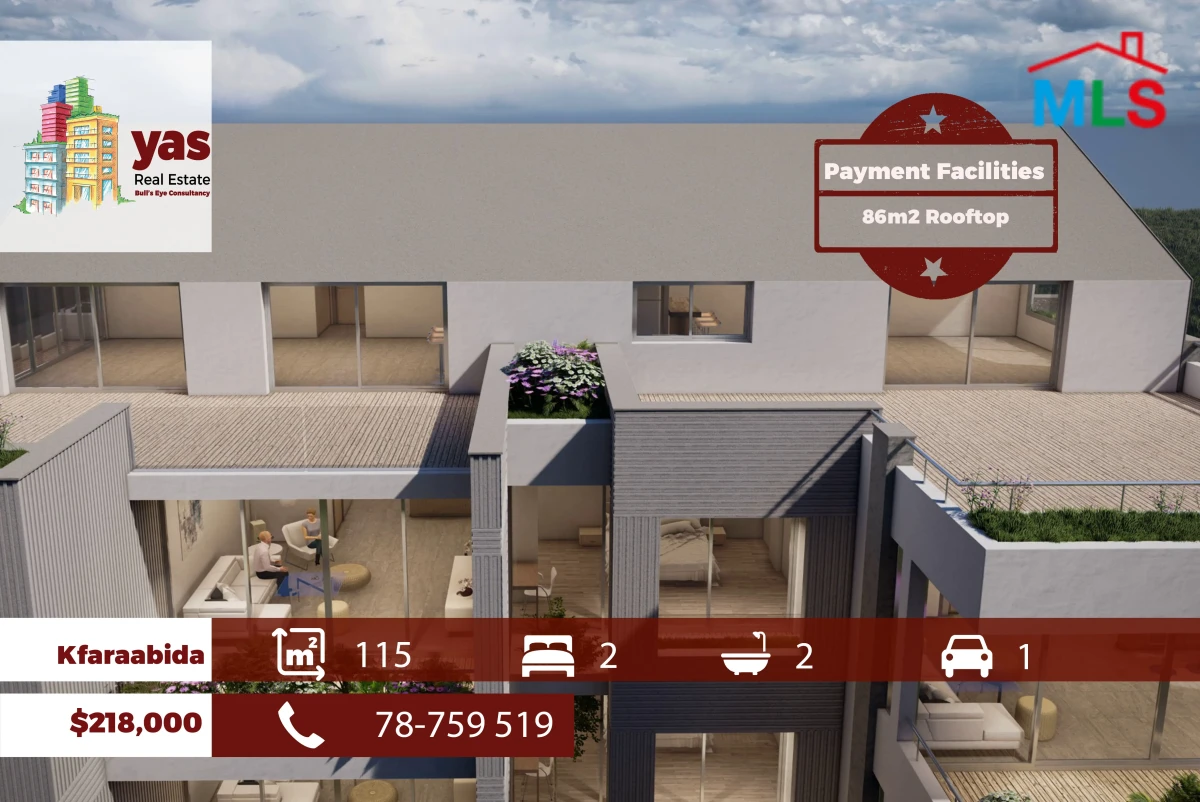 Kfaraabida 115m2 | 86m2 Rooftop | Pyt Facilities | Calm Area | MCH