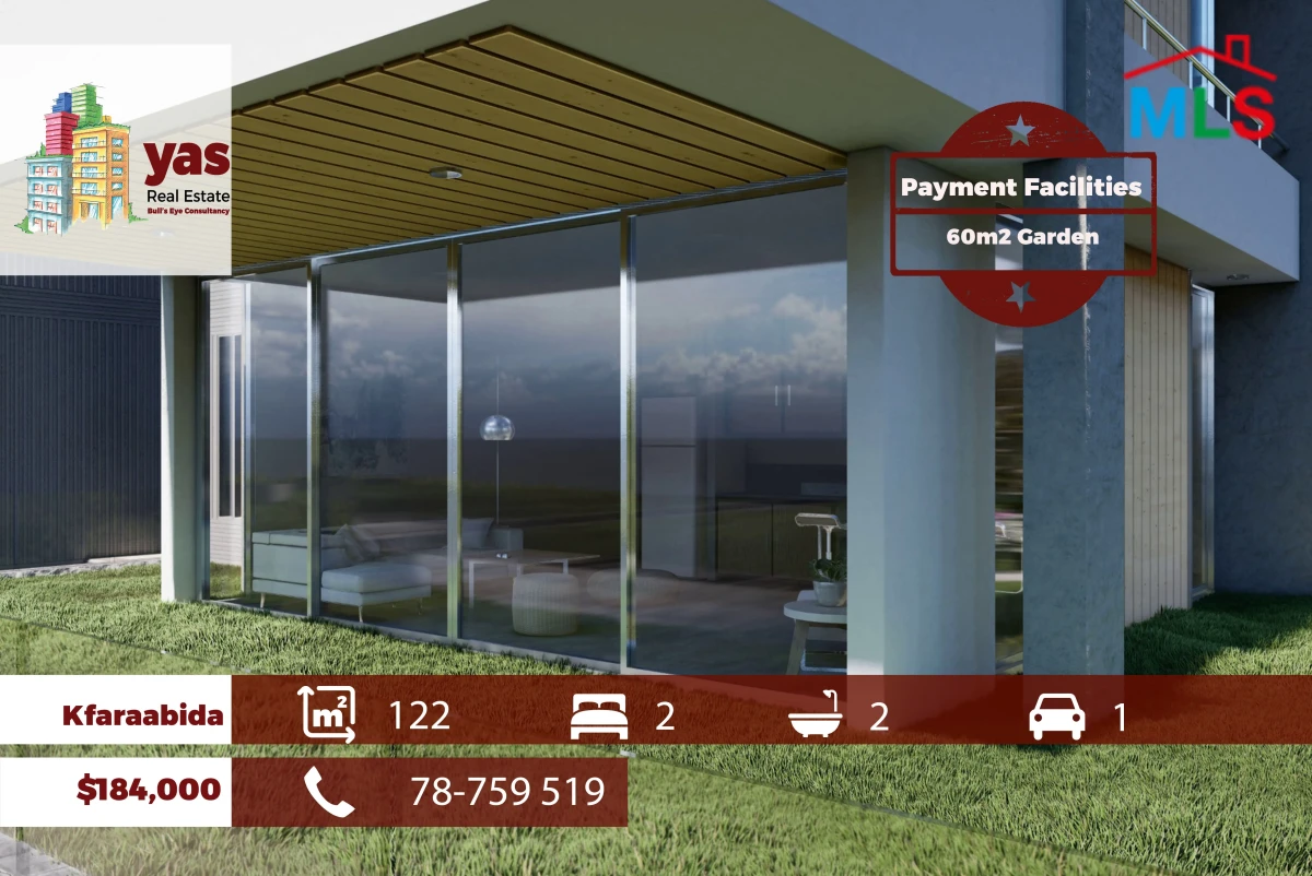 Kfaraabida 113m2 | 60m2 Garden | Pyt Facilities | Sea View | MCH