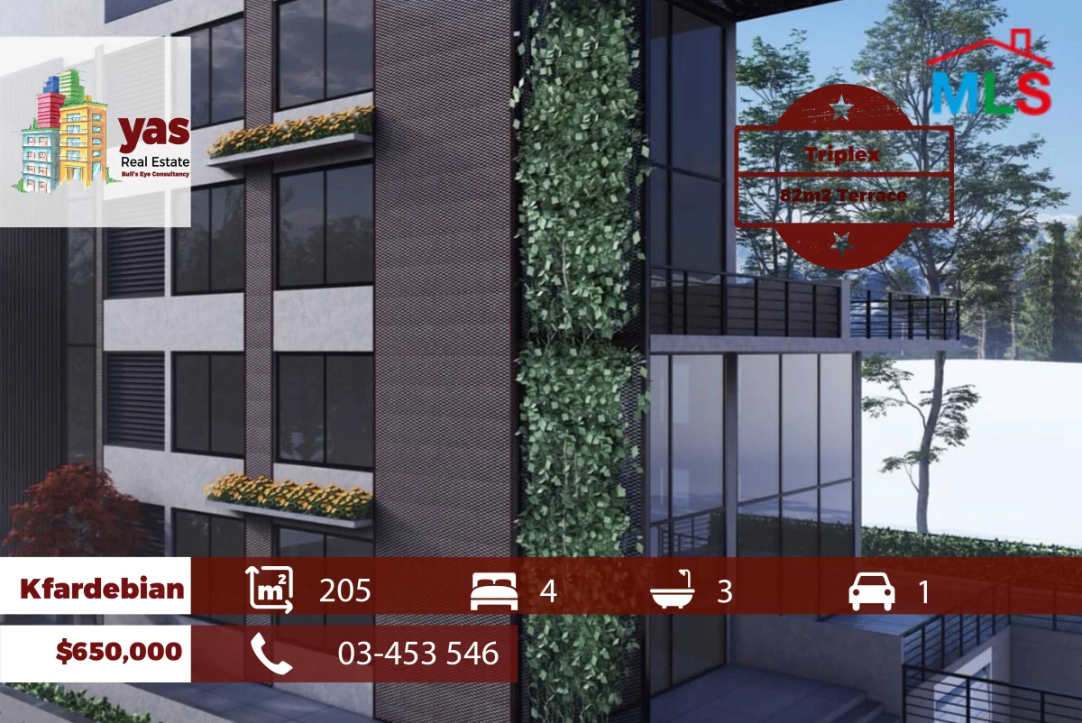 Kfardebian 205m2 | 82m2 Terrace | Triplex | Under Construction | DA
