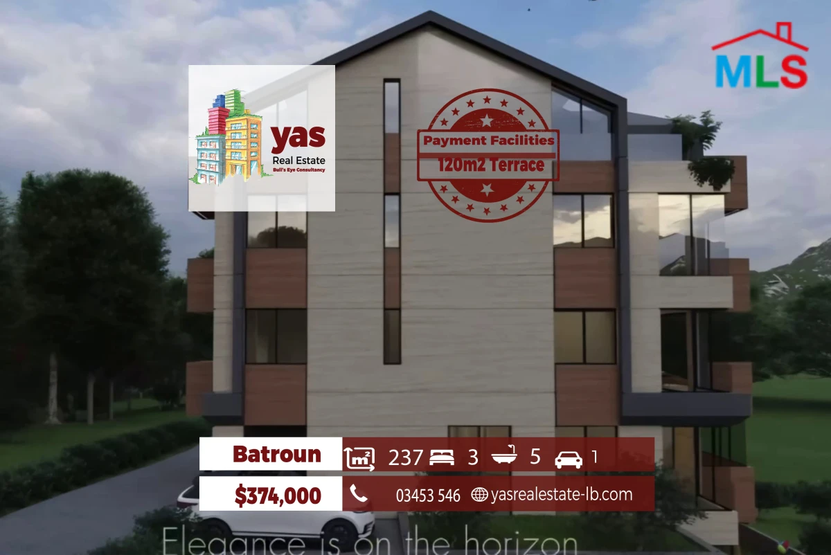 Batroun 237m2 | 120m2 Terrace | Payment Facilities | Open View | MCH