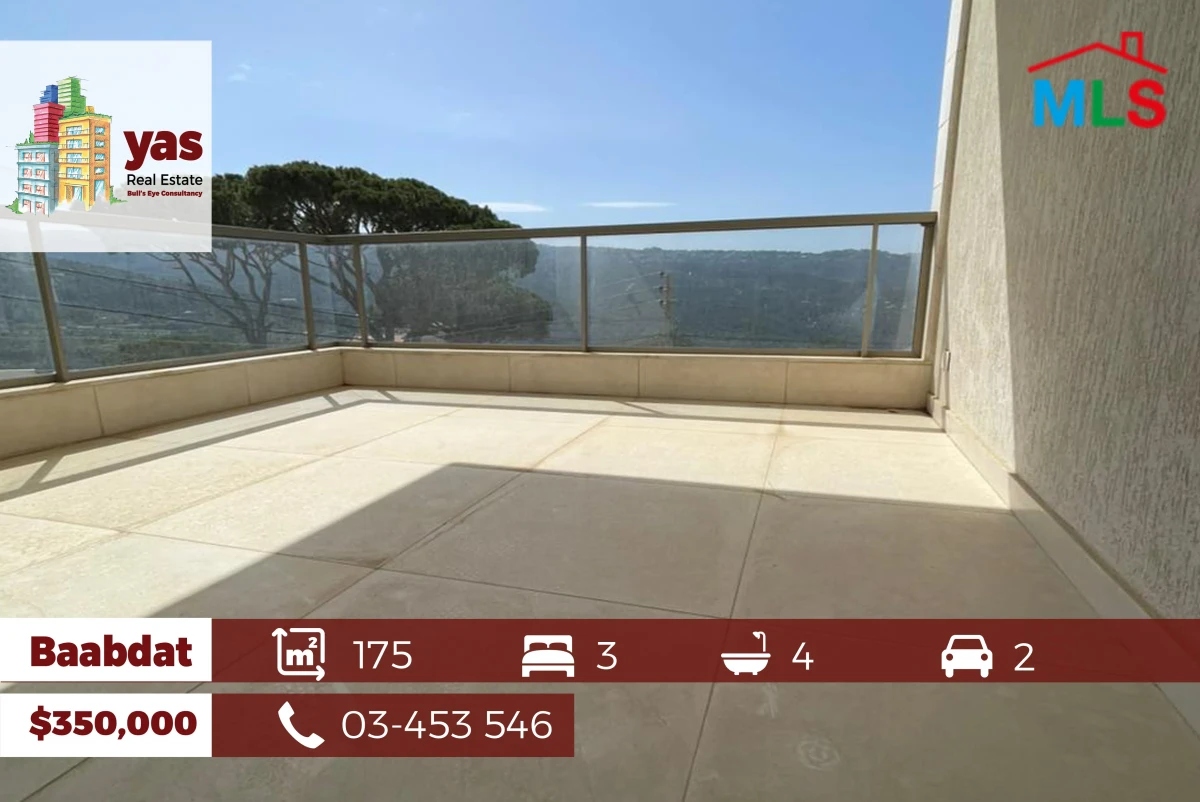 Baabdat 175m2 | 150m2 Terrace | Brand New | Excellent Condition | TCH Your ad expires on 19/04/2026.