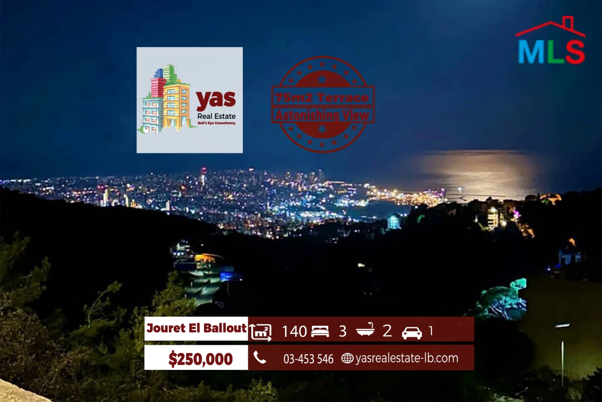 Jouret El Ballout 140m2 | 75m2 Terrace | New Flat | Unlockable View|OH