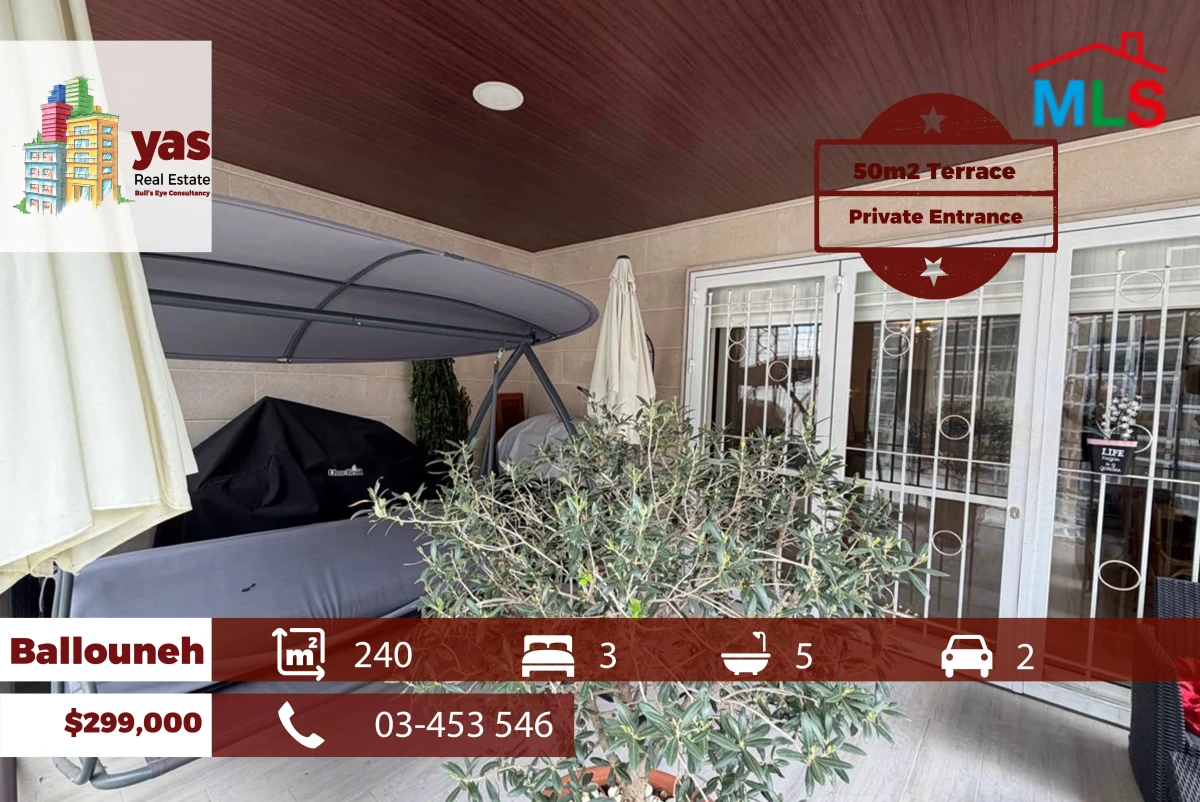 Ballouneh 240m2 | 50m2 Terrace | Prime Location | Private Entrance |WA