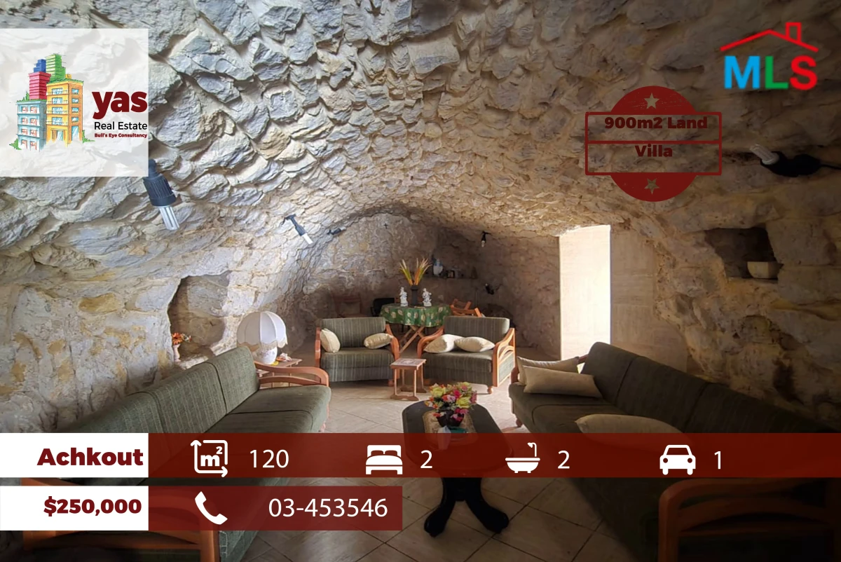 Achkout 900m2 | 120m2 Villa | Mountain View | Lebanese Style | DA