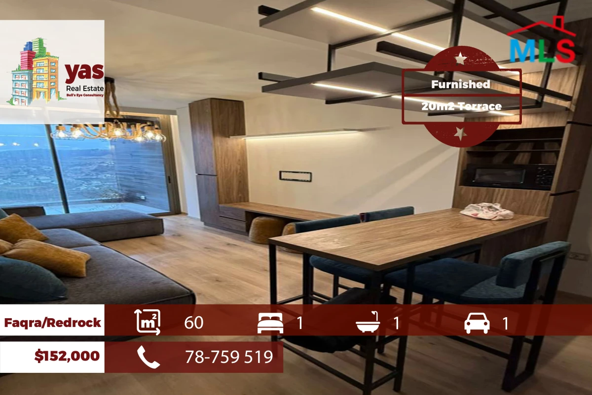 Faqra/Redrock 60m2 | 20m2 Terrace | Furnished | Panoramic View | DA/AA