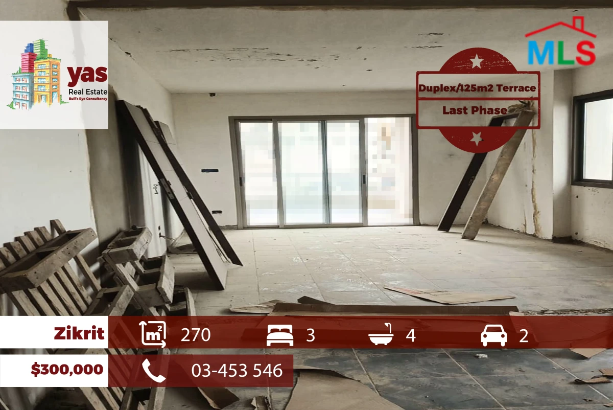 Zikrit 270m2 | 120m2 Terrace | Core & Shell Duplex | Prime Location|PM