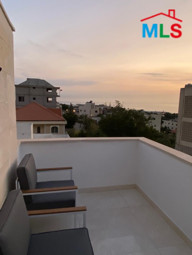Fully Furnished Roof Apartment With Seaview For Rent in Batroun
