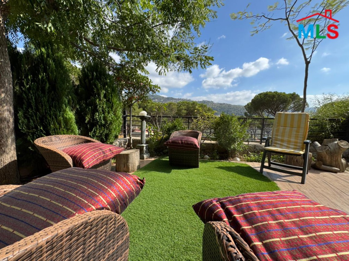 Furnished Apartment With Garden And Great Mountain View For Rent in Baabdat
