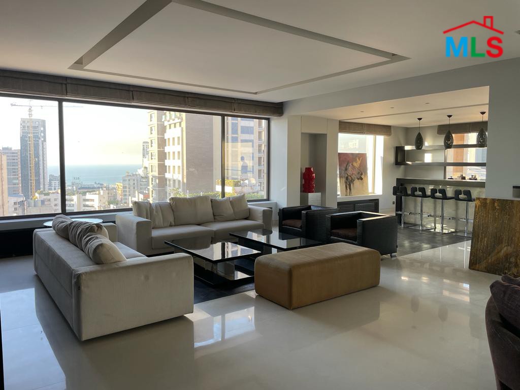 Furnished Apartment with Sea & City View For Sale In Achrafieh, Carré D'or